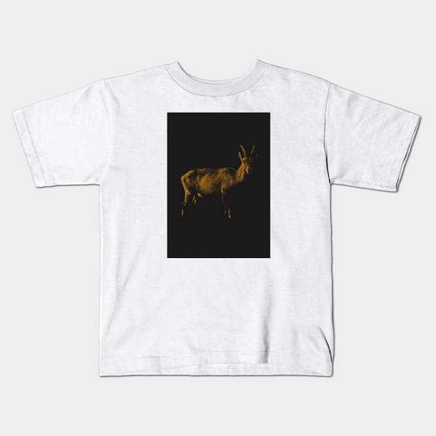 Alpine ibex Black and brownish golden Kids T-Shirt by TheCreatedLight